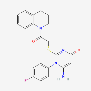 6-amino-1-(4-fluorophenyl)-2-{[2-oxo-2-(1,2,3,4-tetrahydroquinolin-1-yl)ethyl]sulfanyl}-1,4-dihydropyrimidin-4-one - 872629-66-8