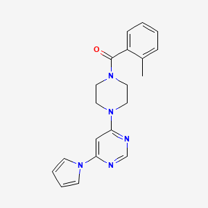 4-[4-(2-methylbenzoyl)piperazin-1-yl]-6-(1H-pyrrol-1-yl)pyrimidine - 1421476-11-0