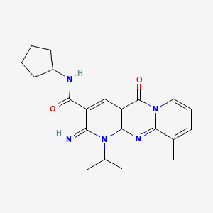 N-cyclopentyl-6-imino-11-methyl-2-oxo-7-propan-2-yl-1,7,9-triazatricyclo[8.4.0.03,8]tetradeca-3(8),4,9,11,13-pentaene-5-carboxamide - 607386-03-8