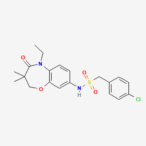1-(4-chlorophenyl)-N-(5-ethyl-3,3-dimethyl-4-oxo-2,3,4,5-tetrahydro-1,5-benzoxazepin-8-yl)methanesulfonamide - 922098-26-8