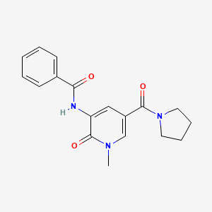 N-(1-methyl-2-oxo-5-(pyrrolidine-1-carbonyl)-1,2-dihydropyridin-3-yl)benzamide - 1207002-43-4