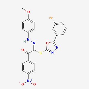 (2E)-2-{[5-(3-bromophenyl)-1,3,4-oxadiazol-2-yl]sulfanyl}-2-[2-(4-methoxyphenyl)hydrazin-1-ylidene]-1-(4-nitrophenyl)ethan-1-one - 324064-54-2