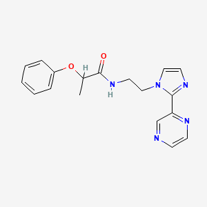 2-phenoxy-N-(2-(2-(pyrazin-2-yl)-1H-imidazol-1-yl)ethyl)propanamide - 2034476-30-5