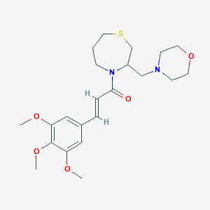 (E)-1-(3-(morpholinomethyl)-1,4-thiazepan-4-yl)-3-(3,4,5-trimethoxyphenyl)prop-2-en-1-one - 1421588-22-8