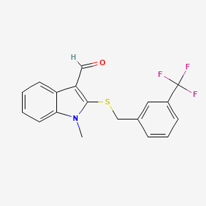 1-methyl-2-{[3-(trifluoromethyl)benzyl]sulfanyl}-1H-indole-3-carbaldehyde - 338416-41-4
