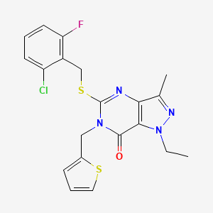 5-{[(2-chloro-6-fluorophenyl)methyl]sulfanyl}-1-ethyl-3-methyl-6-[(thiophen-2-yl)methyl]-1H,6H,7H-pyrazolo[4,3-d]pyrimidin-7-one - 1357974-60-7