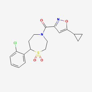 (7-(2-Chlorophenyl)-1,1-dioxido-1,4-thiazepan-4-yl)(5-cyclopropylisoxazol-3-yl)methanone - 2034609-04-4