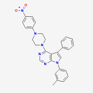 4-(4-(4-nitrophenyl)piperazin-1-yl)-5-phenyl-7-(m-tolyl)-7H-pyrrolo[2,3-d]pyrimidine - 477238-09-8