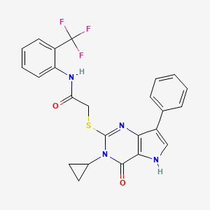 2-((3-cyclopropyl-4-oxo-7-phenyl-4,5-dihydro-3H-pyrrolo[3,2-d]pyrimidin-2-yl)thio)-N-(2-(trifluoromethyl)phenyl)acetamide - 2034485-43-1