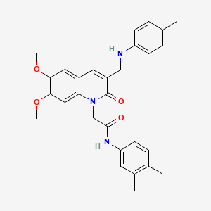 2-(6,7-dimethoxy-3-{[(4-methylphenyl)amino]methyl}-2-oxo-1,2-dihydroquinolin-1-yl)-N-(3,4-dimethylphenyl)acetamide - 894551-59-8