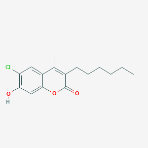 6-chloro-3-hexyl-7-hydroxy-4-methyl-2H-chromen-2-one - 438035-77-9