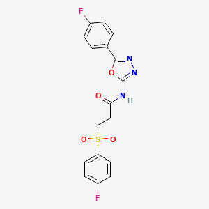 3-(4-fluorobenzenesulfonyl)-N-[5-(4-fluorophenyl)-1,3,4-oxadiazol-2-yl]propanamide - 895451-26-0