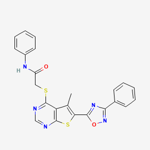2-{[5-methyl-6-(3-phenyl-1,2,4-oxadiazol-5-yl)thieno[2,3-d]pyrimidin-4-yl]sulfanyl}-N-phenylacetamide - 1797952-84-1
