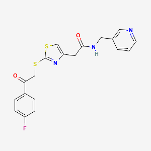 2-(2-((2-(4-fluorophenyl)-2-oxoethyl)thio)thiazol-4-yl)-N-(pyridin-3-ylmethyl)acetamide - 1021069-83-9