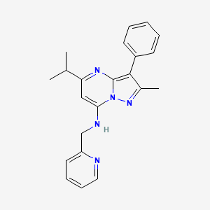 (5-Isopropyl-2-methyl-3-phenyl-pyrazolo[1,5-a]pyrimidin-7-yl)-pyridin-2-ylmethyl-amine - 900291-38-5