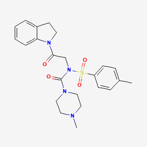 N-(2-(indolin-1-yl)-2-oxoethyl)-4-methyl-N-tosylpiperazine-1-carboxamide - 887196-65-8