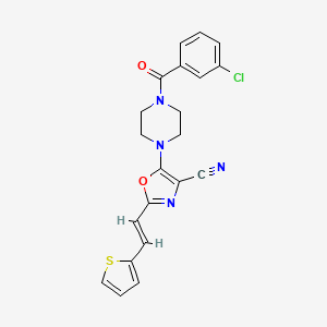 (E)-5-(4-(3-chlorobenzoyl)piperazin-1-yl)-2-(2-(thiophen-2-yl)vinyl)oxazole-4-carbonitrile - 940993-58-8
