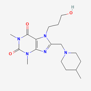 7-(3-hydroxypropyl)-1,3-dimethyl-8-[(4-methylpiperidin-1-yl)methyl]-3,7-dihydro-1H-purine-2,6-dione - 851941-43-0