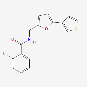 2-chloro-N-((5-(thiophen-3-yl)furan-2-yl)methyl)benzamide - 2034594-79-9