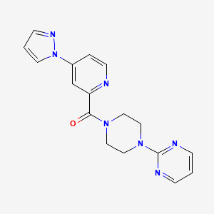 2-{4-[4-(1H-pyrazol-1-yl)pyridine-2-carbonyl]piperazin-1-yl}pyrimidine - 1421459-32-6