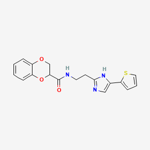 N-{2-[4-(thiophen-2-yl)-1H-imidazol-2-yl]ethyl}-2,3-dihydro-1,4-benzodioxine-2-carboxamide - 1396863-74-3
