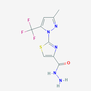 2-[3-methyl-5-(trifluoromethyl)-1H-pyrazol-1-yl]-1,3-thiazole-4-carbohydrazide - 955964-92-8