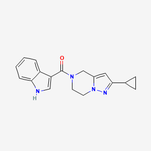 3-{2-cyclopropyl-4H,5H,6H,7H-pyrazolo[1,5-a]pyrazine-5-carbonyl}-1H-indole - 2034380-45-3