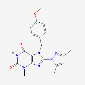 8-(3,5-dimethyl-1H-pyrazol-1-yl)-7-(4-methoxybenzyl)-3-methyl-1H-purine-2,6(3H,7H)-dione - 1170495-35-8