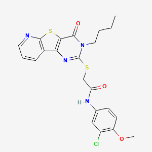 2-[(5-butyl-6-oxo-8-thia-3,5,10-triazatricyclo[7.4.0.02,7]trideca-1(9),2(7),3,10,12-pentaen-4-yl)sulfanyl]-N-(3-chloro-4-methoxyphenyl)acetamide - 1242929-33-4
