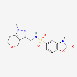 3-methyl-N-((1-methyl-1,4,6,7-tetrahydropyrano[4,3-c]pyrazol-3-yl)methyl)-2-oxo-2,3-dihydrobenzo[d]oxazole-5-sulfonamide - 1798029-39-6