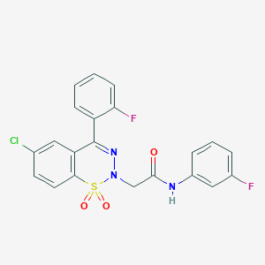 2-[6-chloro-4-(2-fluorophenyl)-1,1-dioxido-2H-1,2,3-benzothiadiazin-2-yl]-N-(3-fluorophenyl)acetamide - 1031555-15-3