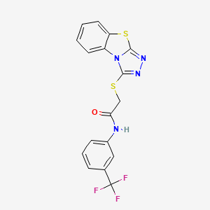 2-{7-thia-2,4,5-triazatricyclo[6.4.0.0^{2,6}]dodeca-1(8),3,5,9,11-pentaen-3-ylsulfanyl}-N-[3-(trifluoromethyl)phenyl]acetamide - 304691-46-1