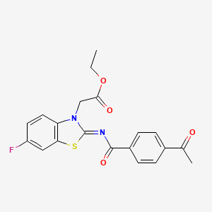 (Z)-ethyl 2-(2-((4-acetylbenzoyl)imino)-6-fluorobenzo[d]thiazol-3(2H)-yl)acetate - 865247-17-2