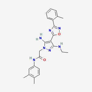 2-(5-amino-3-(ethylamino)-4-(3-(o-tolyl)-1,2,4-oxadiazol-5-yl)-1H-pyrazol-1-yl)-N-(3,4-dimethylphenyl)acetamide - 1172967-25-7