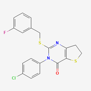 3-(4-chlorophenyl)-2-((3-fluorobenzyl)thio)-6,7-dihydrothieno[3,2-d]pyrimidin-4(3H)-one - 687564-60-9