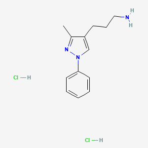 3-(3-methyl-1-phenyl-1H-pyrazol-4-yl)propan-1-amine dihydrochloride - 1864015-76-8