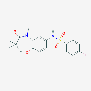 4-fluoro-3-methyl-N-(3,3,5-trimethyl-4-oxo-2,3,4,5-tetrahydrobenzo[b][1,4]oxazepin-7-yl)benzenesulfonamide - 922076-59-3