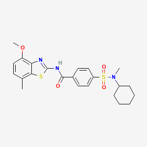 4-[cyclohexyl(methyl)sulfamoyl]-N-(4-methoxy-7-methyl-1,3-benzothiazol-2-yl)benzamide - 896676-25-8