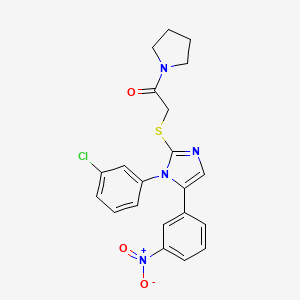 2-((1-(3-chlorophenyl)-5-(3-nitrophenyl)-1H-imidazol-2-yl)thio)-1-(pyrrolidin-1-yl)ethanone - 1235647-63-8