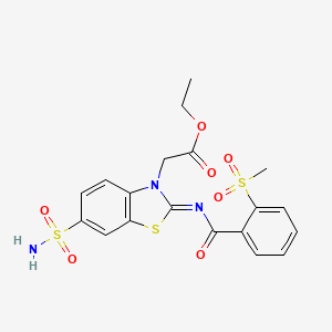 (Z)-ethyl 2-(2-((2-(methylsulfonyl)benzoyl)imino)-6-sulfamoylbenzo[d]thiazol-3(2H)-yl)acetate - 887203-03-4