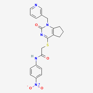 N-(4-nitrophenyl)-2-({2-oxo-1-[(pyridin-3-yl)methyl]-1H,2H,5H,6H,7H-cyclopenta[d]pyrimidin-4-yl}sulfanyl)acetamide - 933251-47-9