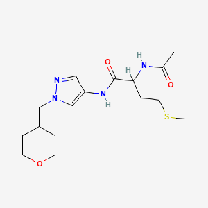 2-acetamido-4-(methylsulfanyl)-N-{1-[(oxan-4-yl)methyl]-1H-pyrazol-4-yl}butanamide - 1704494-64-3