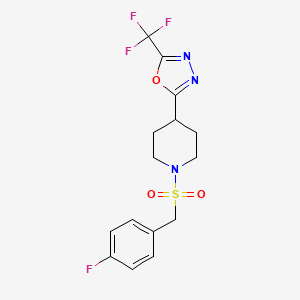 2-(1-((4-Fluorobenzyl)sulfonyl)piperidin-4-yl)-5-(trifluoromethyl)-1,3,4-oxadiazole - 1705349-56-9