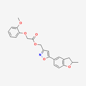 [5-(2-methyl-2,3-dihydro-1-benzofuran-5-yl)-1,2-oxazol-3-yl]methyl 2-(2-methoxyphenoxy)acetate - 1208680-68-5