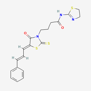 N-(4,5-dihydrothiazol-2-yl)-4-((Z)-4-oxo-5-((E)-3-phenylallylidene)-2-thioxothiazolidin-3-yl)butanamide - 637317-71-6