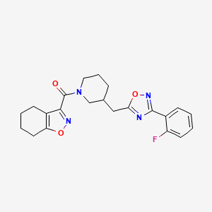 (3-((3-(2-Fluorophenyl)-1,2,4-oxadiazol-5-yl)methyl)piperidin-1-yl)(4,5,6,7-tetrahydrobenzo[d]isoxazol-3-yl)methanone - 1706100-45-9