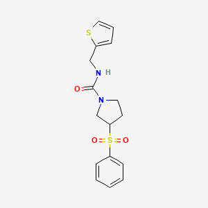3-(phenylsulfonyl)-N-(thiophen-2-ylmethyl)pyrrolidine-1-carboxamide - 1448076-04-7