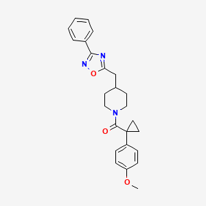 1-[1-(4-methoxyphenyl)cyclopropanecarbonyl]-4-[(3-phenyl-1,2,4-oxadiazol-5-yl)methyl]piperidine - 1775460-17-7