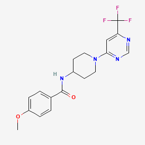 4-methoxy-N-{1-[6-(trifluoromethyl)pyrimidin-4-yl]piperidin-4-yl}benzamide - 1775411-05-6