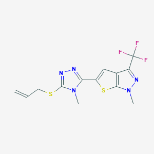 5-[5-(allylsulfanyl)-4-methyl-4H-1,2,4-triazol-3-yl]-1-methyl-3-(trifluoromethyl)-1H-thieno[2,3-c]pyrazole - 338747-65-2